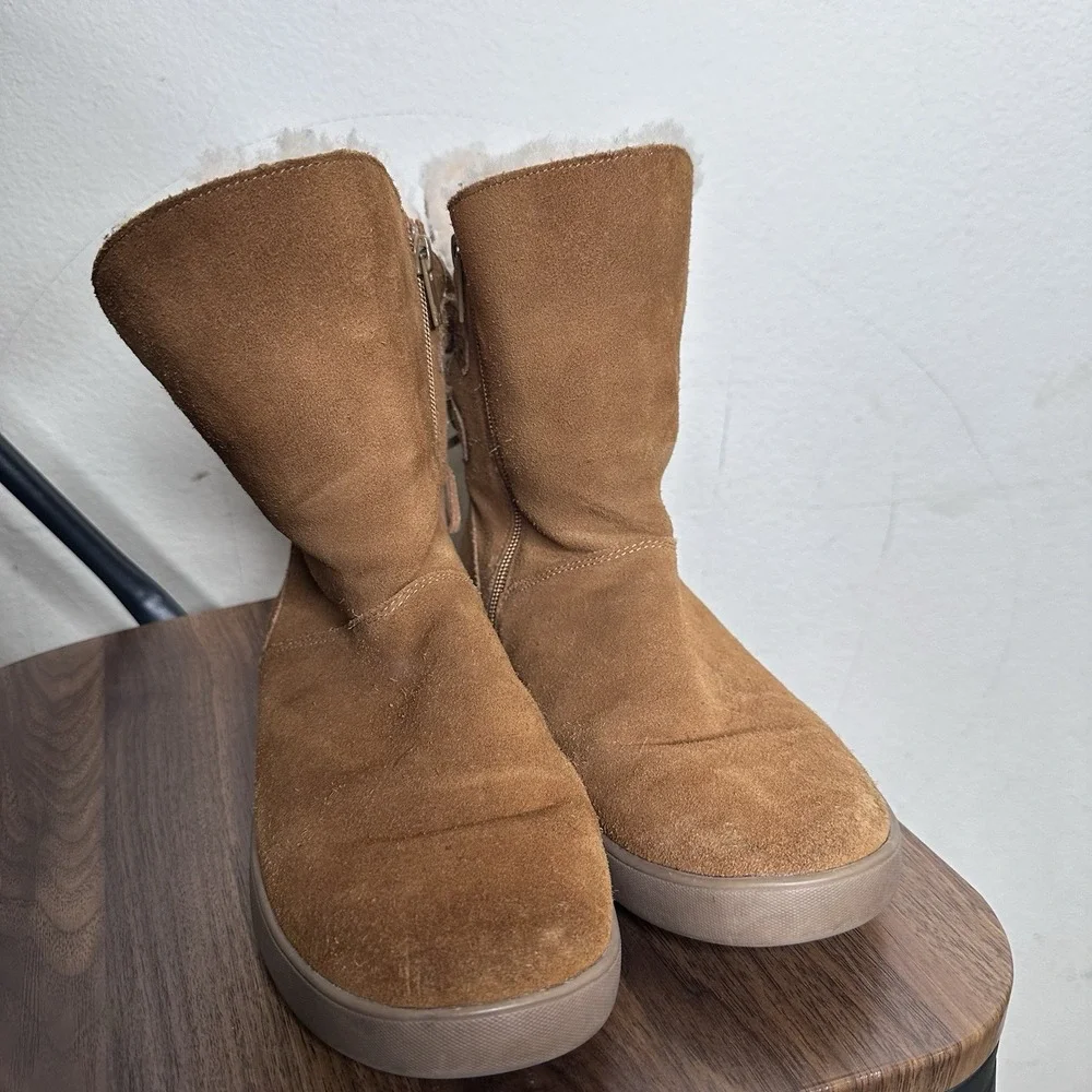 Koolaburra‎ by UGG Women's 9 Shazi Suede Zip & Lace Up Ankle Boots Chestnut Tan